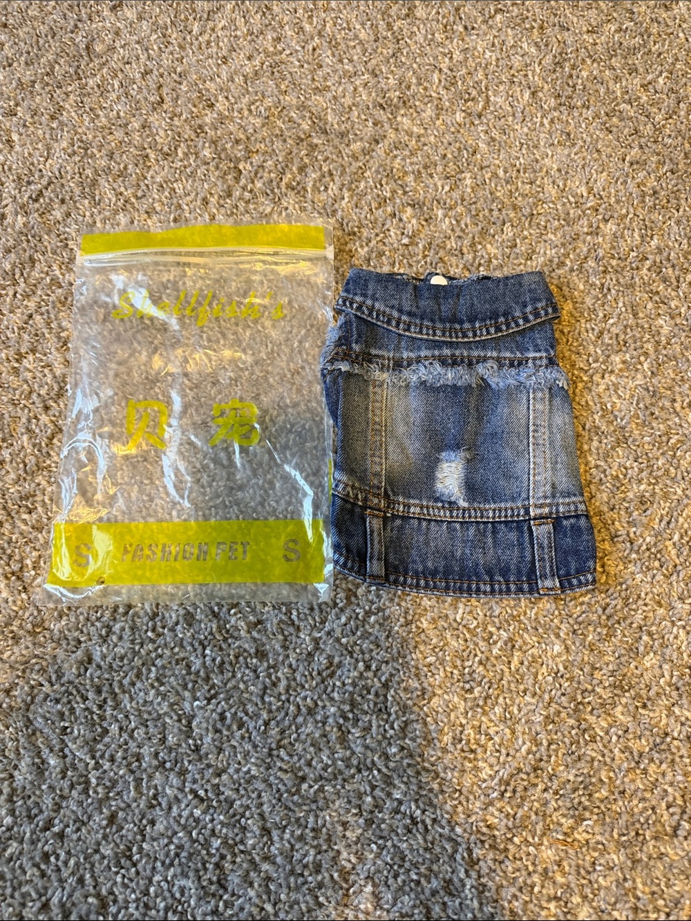 Fashion Pet Distressed Denim Dog shirt Blue size small